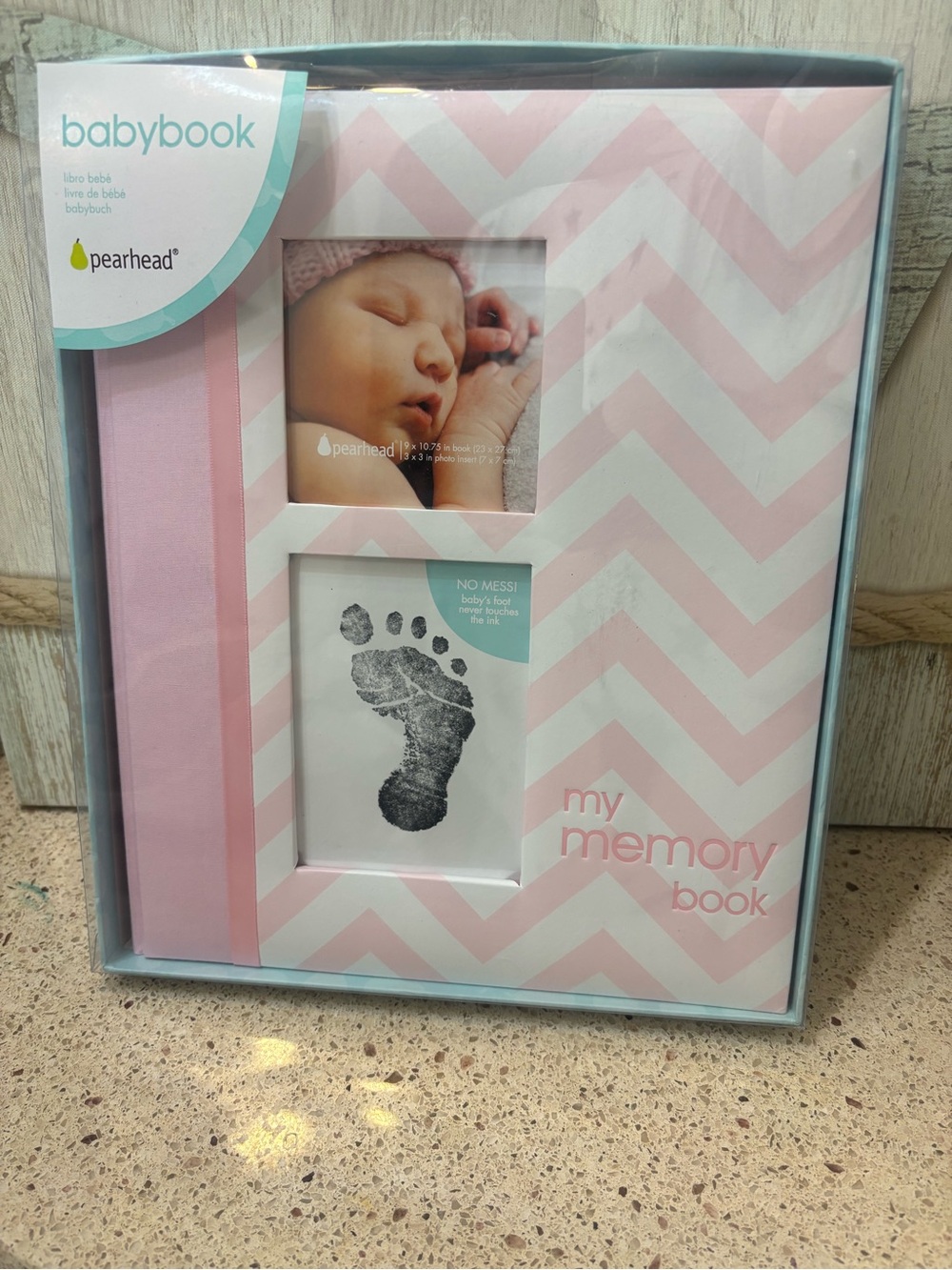 Pearhead Pink Chevron Baby Memory Book